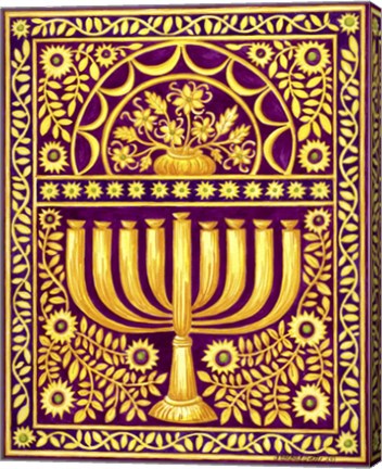 Framed Hanukah Menorah On Magenta Print
