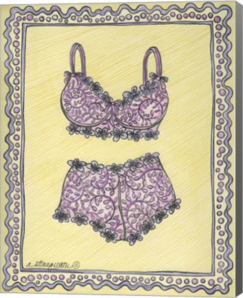 Framed Lingerie Pink Bra Panties Print