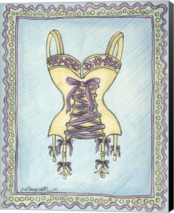 Framed Lingerie Yellow Merry Widow Print