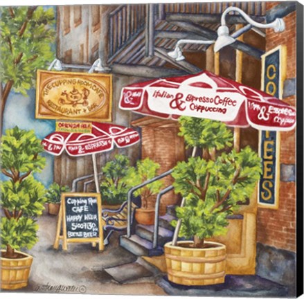 Framed Cafe Cupping Room Ext Summer Print