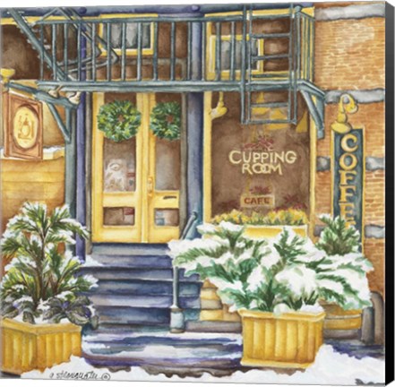 Framed Cafe Cupping Room Ext Winter Print