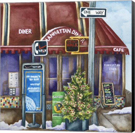 Framed Cafes Manhatten Diner Print