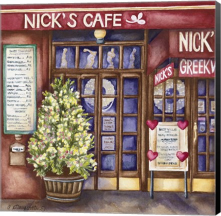 Framed Cafes Nicks Print