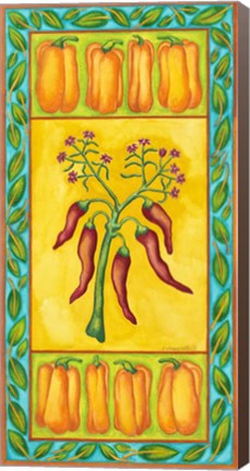 Framed Peppers with Multi Red Print