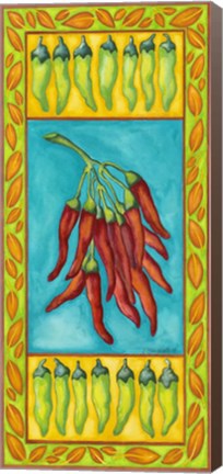 Framed Peppers with Pale Green Print