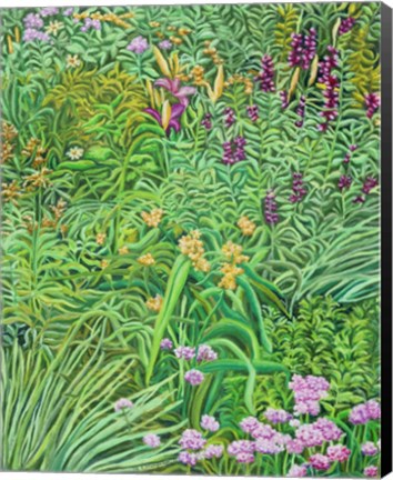 Framed Tapestry Pinks and Hollyhocks Print