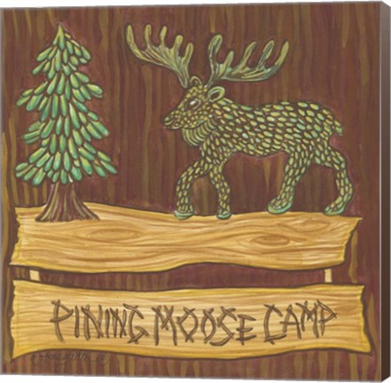 Framed Adirondack Pining Moose Camp AP Print