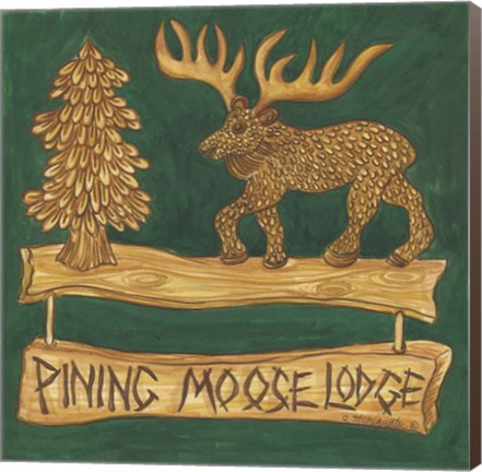 Framed Adirondack Pining Moose Lodge Print