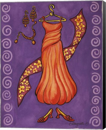 Framed Paris Gowns Orange Chiffon Print