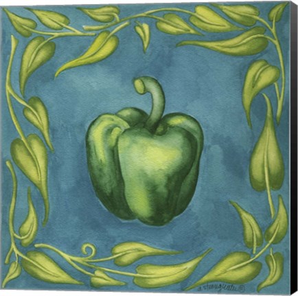 Framed Peppers Green Square Print