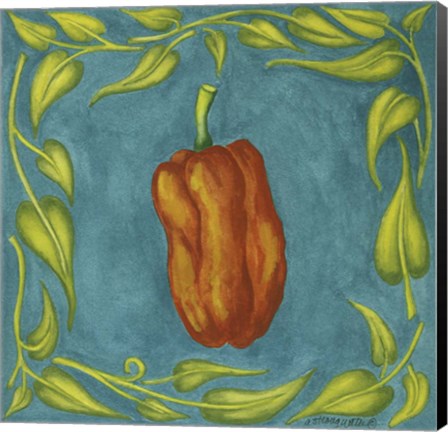 Framed Peppers Orange Square Print