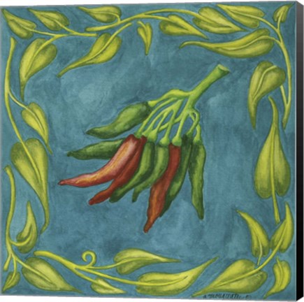 Framed Peppers Red And Green Square Print