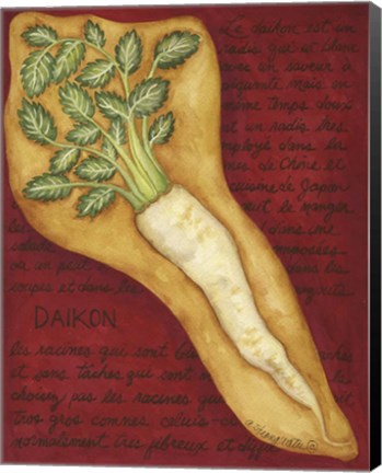 Framed Veggies On Red L Daikon Print