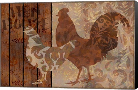 Framed Farm Friends Chicken and Rooster Print