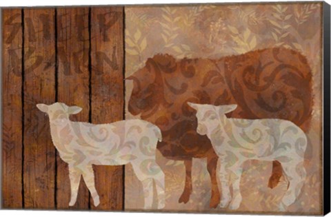 Framed Farm Friends Sheep and Lambs Print