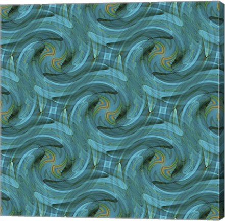 Framed Blue Swirl Repeat Print