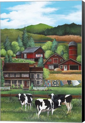 Framed Country Cows N&#39;Crows Print
