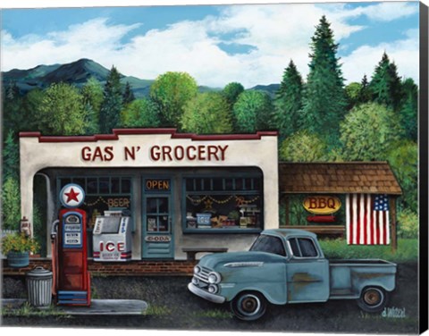 Framed Gas and Grocery Print