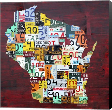 Framed Wisconsin Counties License Plate Map Print