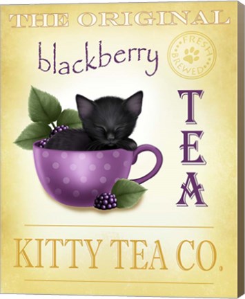Framed Blackberry Tea Cat Print