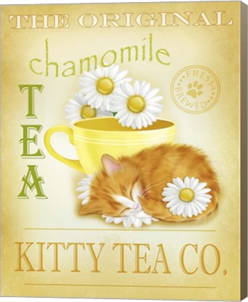 Framed Chamomile Tea Cat Print