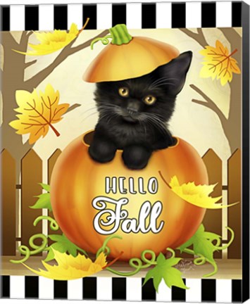 Framed Hello Fall Cat Print
