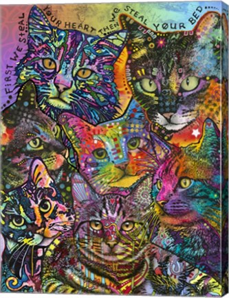 Framed Bed Cats Print