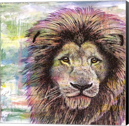 Framed Lion Color Print