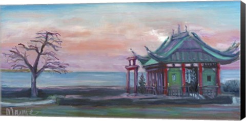 Framed Sunset At Tea House 2 Print