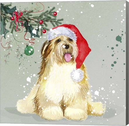 Framed Dog In Christmas Hat Print