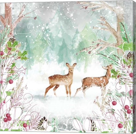 Framed Two Deer Woods Print