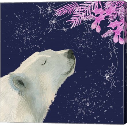 Framed Polar Bear Pink Foliage Print