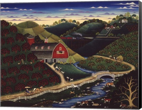 Framed Apple Farm At Dusk Print