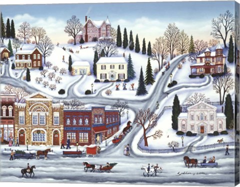 Framed Winter Town Print