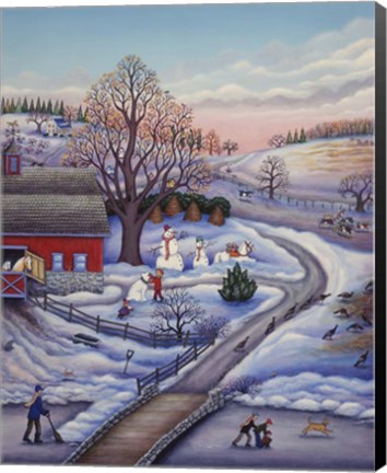 Framed Winter Farm Print
