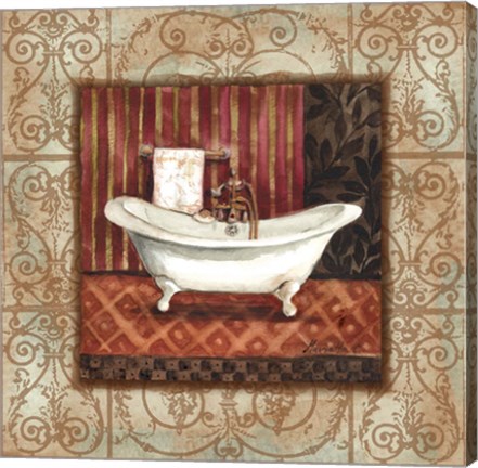 Framed Bordo Vintage Bathroom Tub Print