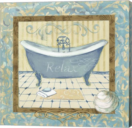 Framed Turquoise Tub I Print