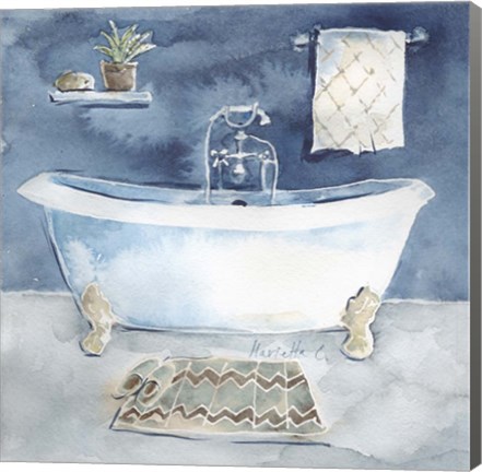 Framed Watercolor Bathroom I Print