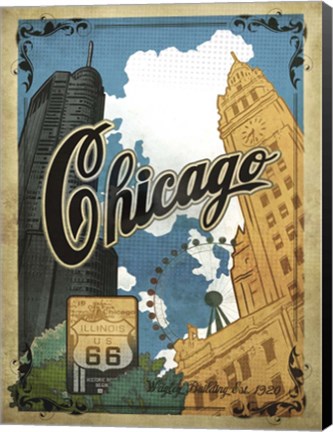 Framed Vintage Chicago Poster Print