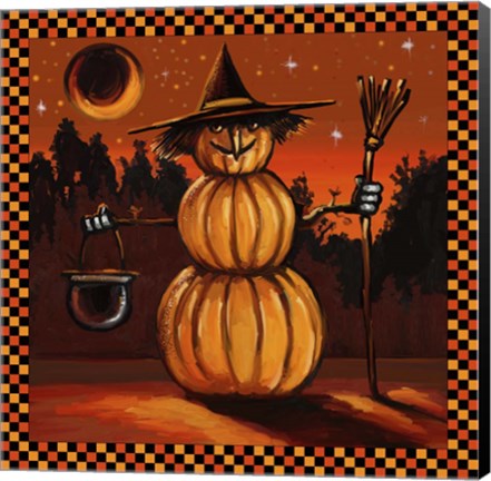 Framed Pumpkin Witch Print