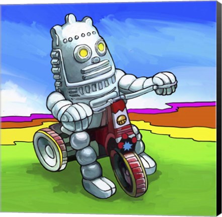 Framed Robot Biker Print