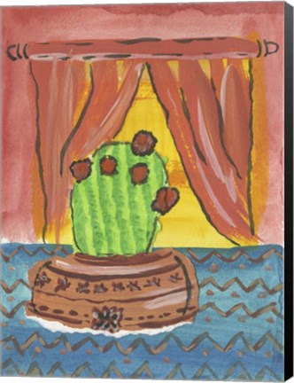 Framed Pin Cushion Cactus in Bloom Print