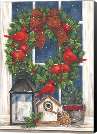 Framed Pomegranate Christmas Wreath Print