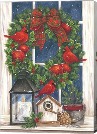 Framed Pomegranate Christmas Wreath Print