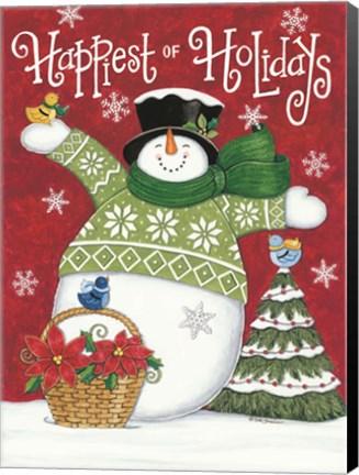 Framed Happiest of Holidays Snowman Print