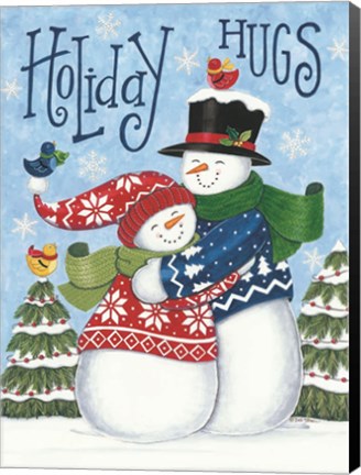 Framed Holiday Hugs Snowmen Print