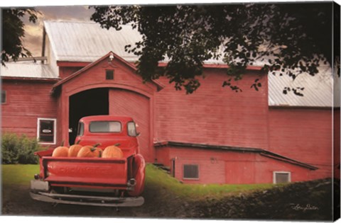 Framed Red Pumpkin Truck Print