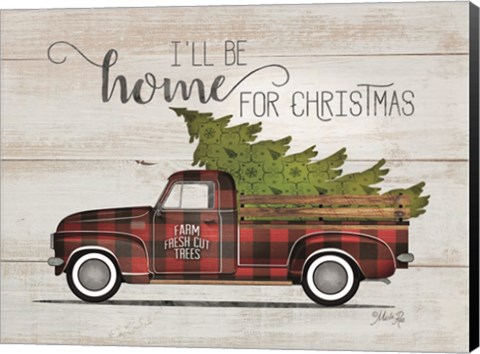 Framed Home for Christmas Vintage Truck Print