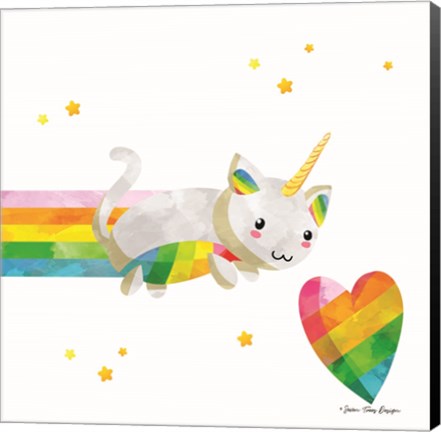 Framed Rainbow Caticorn I Print