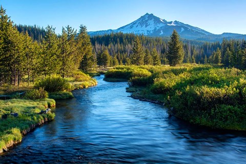 Framed Mt Bachelor And The Deschutes River, Oregon Print